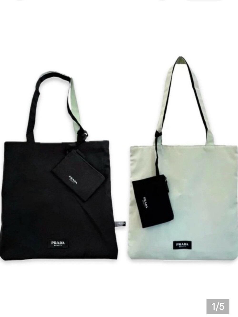 Prada Beauty Two-Tone Reversible Tote Bag And Zip Pouch ... NEW